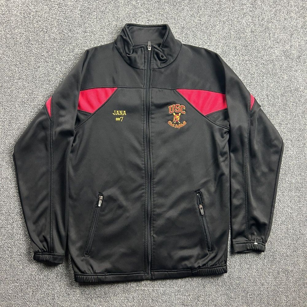 USC Trojans Jacket Adults Small Black Full Zip‎ Track 100% Polyester Unisex